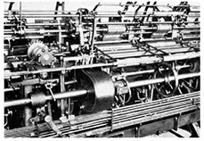 Fig. 45 Apparatus for controlling the lace work in stockings Fig. 45 Apparatus for controlling the lace work in stockings
